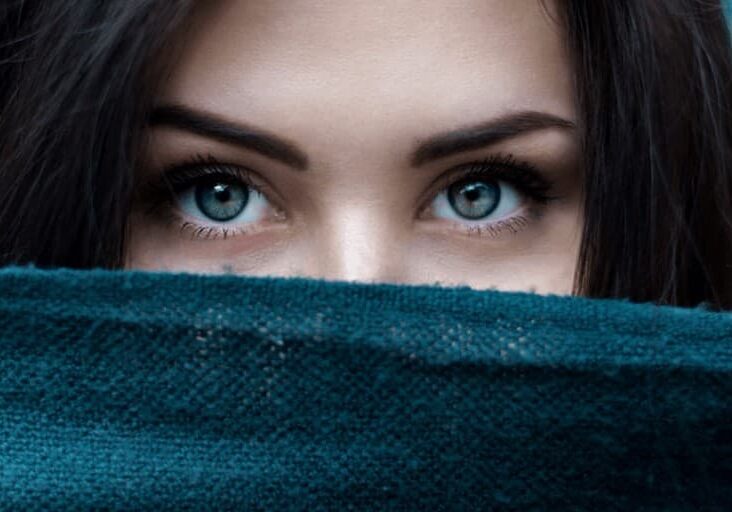 Woman eyes blue green